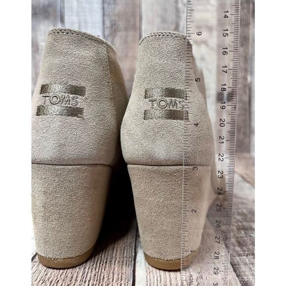 TOMS Kala Wedge Bootie‎ Desert Taupe Suede Tan Shoe 10 NWT Bohemian Earth Tones - Picture 9 of 12